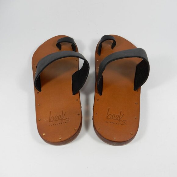Beek Finch Toe Ring SANDALS Size 6 Flat Black Leather NEW $280 - Picture 6 of 10